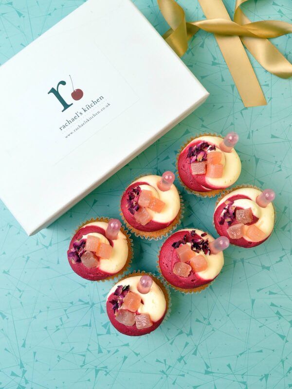 raspberry rose gin fizz cocktail cupcakes